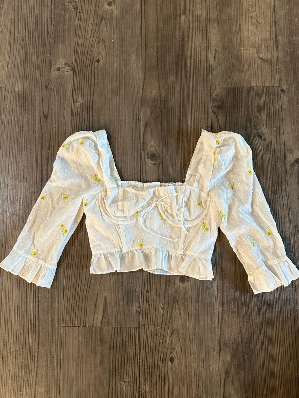 For Love And Lemons White Eyelet Floral Cropped Corset Top